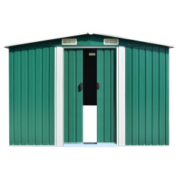 vidaXL Cobertizo de jardín acero galvanizado verde 257x990x181 cm