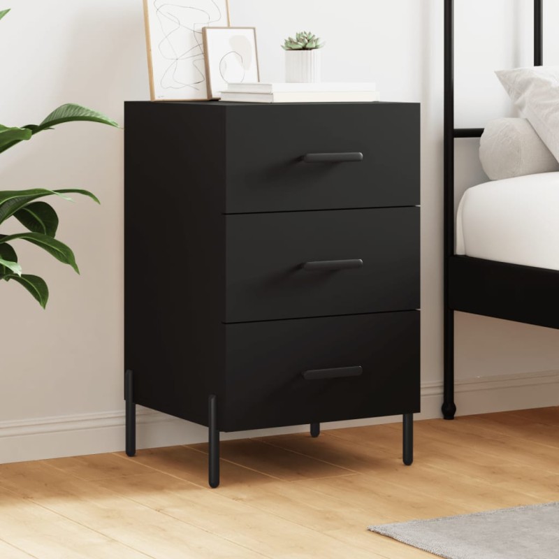 vidaXL Mesita de noche madera de ingeniería negro 40x40x66 cm