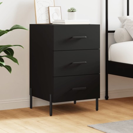 vidaXL Mesita de noche madera de ingeniería negro 40x40x66 cm