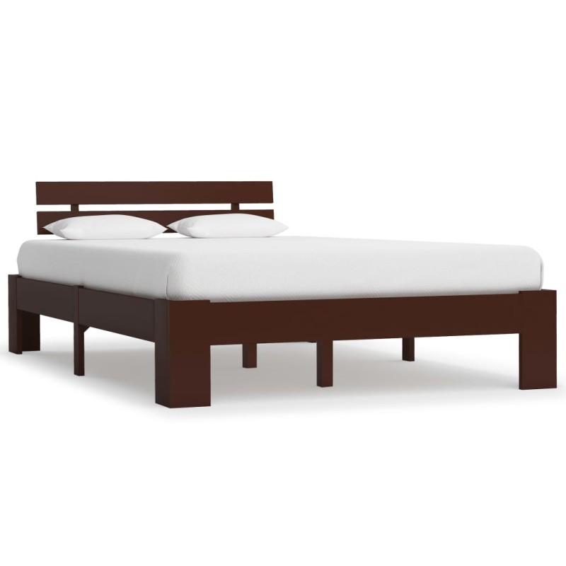 vidaXL Estructura de cama madera maciza pino marrón oscuro 140x200 cm vidaXL Estructura de cama madera maciza pino marrón oscuro 140x200 cm