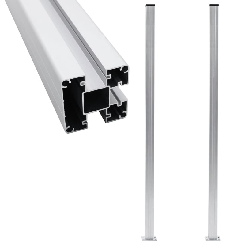 vidaXL Postes de valla 2 unidades aluminio 185 cm vidaXL Postes de valla 2 unidades aluminio 185 cm