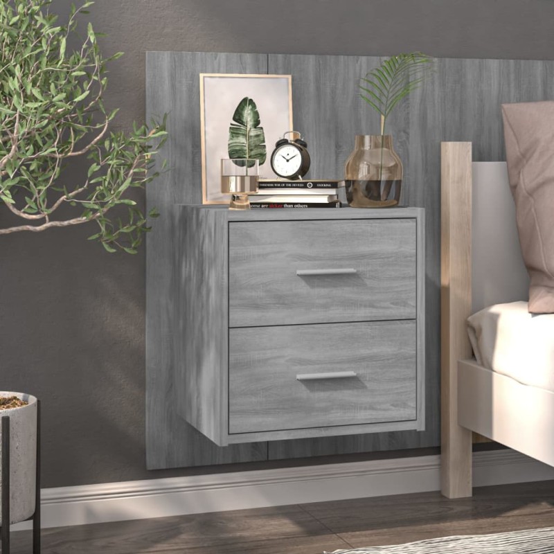 vidaXL Mesita de noche de pared gris Sonoma vidaXL Mesita de noche de pared gris Sonoma
