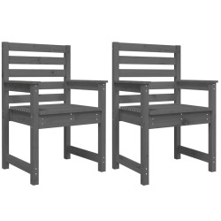 vidaXL Sillas de jardín 2 uds madera maciza pino gris 60x48x91 cm