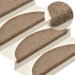 vidaXL Alfombrilla autoadhesiva de escalera 15 uds 56x17x3 cm crema