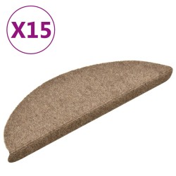 vidaXL Alfombrilla autoadhesiva de escalera 15 uds 56x17x3 cm crema