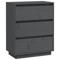 vidaXL Aparador de madera maciza de pino gris 60x34x75 cm