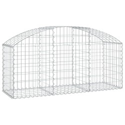 vidaXL Cesta de gaviones forma arco hierro galvanizado 150x50x60/80 cm