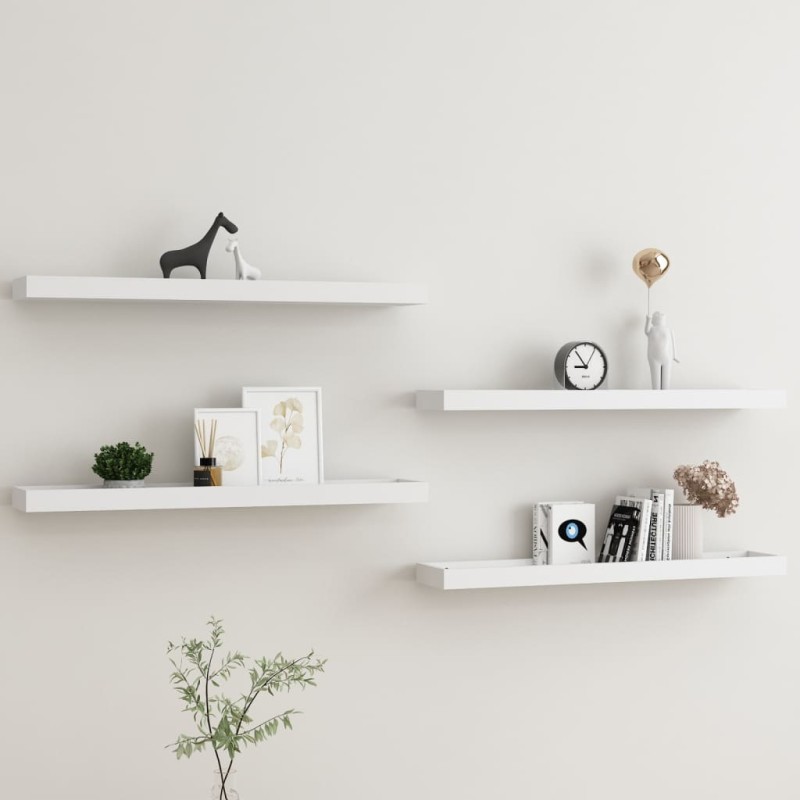 vidaXL Estantes de pared Loggia 4 uds blanco MDF 80x15x4 cm vidaXL Estantes de pared Loggia 4 uds blanco MDF 80x15x4 cm