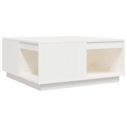vidaXL Mesa de centro de madera maciza de pino blanco 80x81x36,5 cm