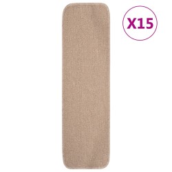 vidaXL Alfombrillas de escalera 15 uds beige rectangular 75x20 cm
