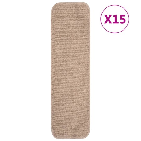 vidaXL Alfombrillas de escalera 15 uds beige rectangular 75x20 cm