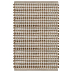vidaXL Alfombra de baño tejida a mano de yute y tela natural y blanca