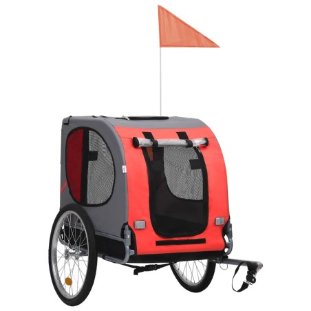 vidaXL Remolque de bicicleta para mascotas rojo y negro
