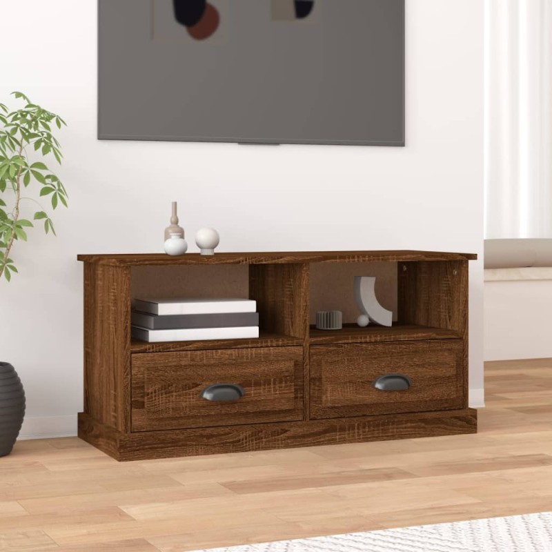 vidaXL Mueble de TV madera contrachapada marrón roble 93x35,5x45 cm 