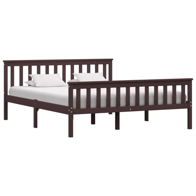 vidaXL Estructura de cama madera maciza pino marrón oscuro 160x200 cm vidaXL Estructura de cama madera maciza pino marrón oscuro 160x200 cm