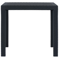 vidaXL Mesa de jardín plástico aspecto ratán gris antracita 79x79x72 cm 