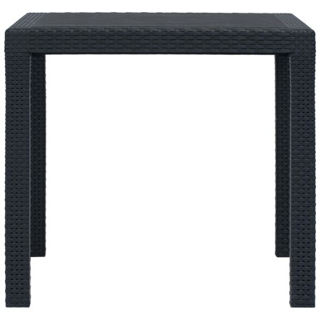 vidaXL Mesa de jardín plástico aspecto ratán gris antracita 79x79x72 cm 
