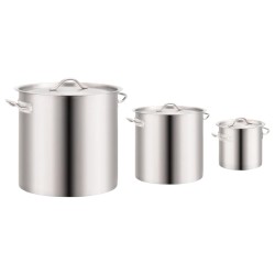vidaXL Juego de ollas 3 piezas de acero inoxidable 50/21/6 L