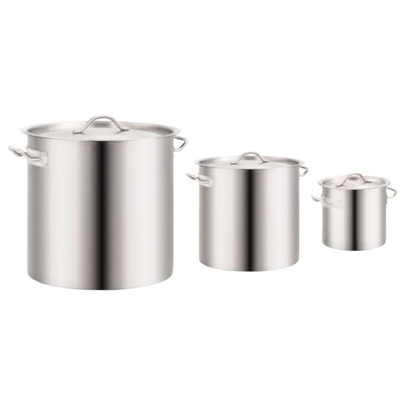 vidaXL Juego de ollas 3 piezas de acero inoxidable 50/21/6 L vidaXL Juego de ollas 3 piezas de acero inoxidable 50/21/6 L