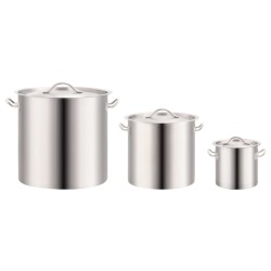 vidaXL Juego de ollas 3 piezas de acero inoxidable 50/21/6 L