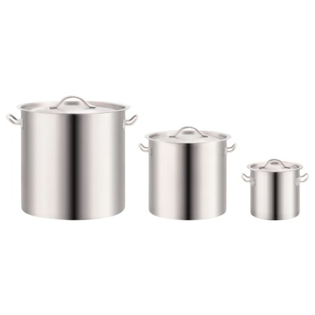 vidaXL Juego de ollas 3 piezas de acero inoxidable 50/21/6 L