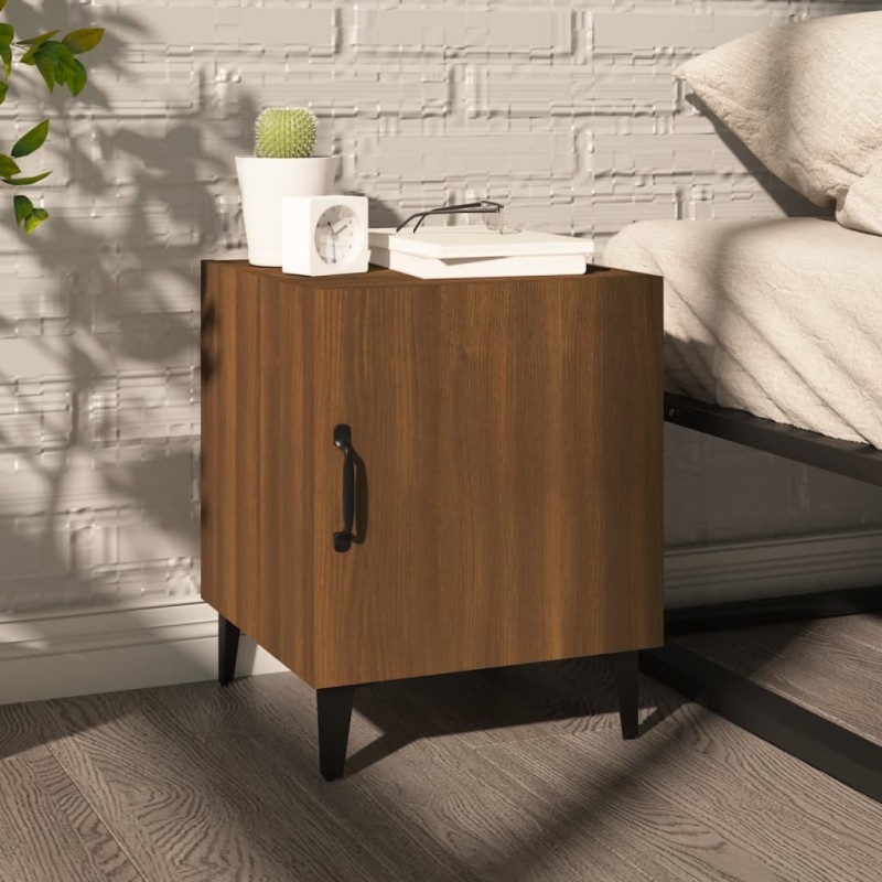 vidaXL Mesita de noche madera contrachapada color roble marrón vidaXL Mesita de noche madera contrachapada color roble marrón