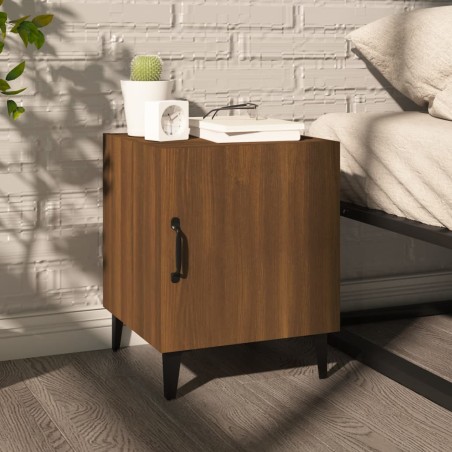 vidaXL Mesita de noche madera contrachapada color roble marrón