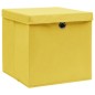 vidaXL Cajas de almacenaje con tapas 10 uds tela amarillo 32x32x32 cm vidaXL Cajas de almacenaje con tapas 10 uds tela amarillo 32x32x32 cm