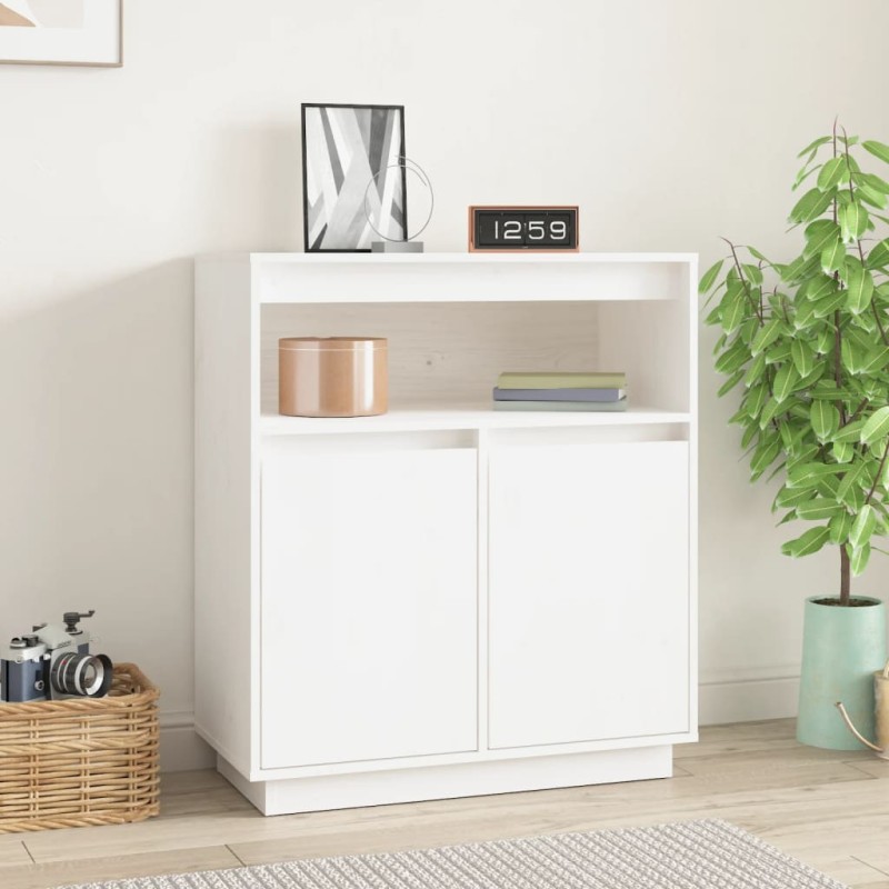 vidaXL Aparador de madera maciza de pino blanco 70x34x80 cm