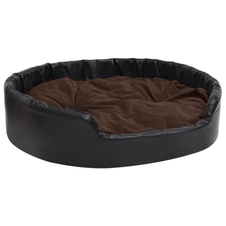 vidaXL Cama de perros felpa y cuero sintético negro marrón 99x89x21 cm