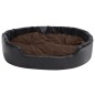 vidaXL Cama de perros felpa y cuero sintético negro marrón 99x89x21 cm