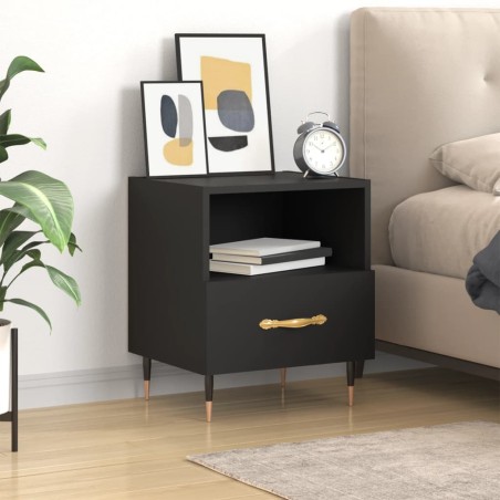 vidaXL Mesita de noche madera de ingeniería negro 40x35x47,5 cm