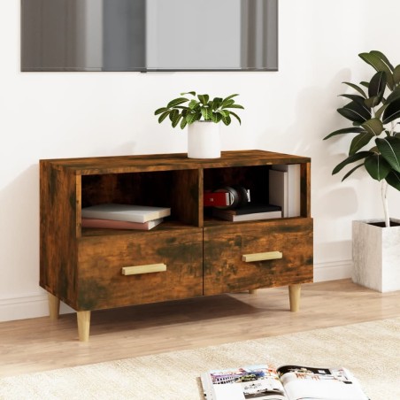 vidaXL Mueble para TV madera contrachapada roble ahumado 80x36x50 cm