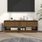 vidaXL Mueble de TV madera maciza de pino marrón miel 110,5x34x40 cm