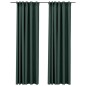 vidaXL Cortinas opacas con ganchos look de lino 2 pzas verde 140x225cm vidaXL Cortinas opacas con ganchos look de lino 2 pzas verde 140x225cm