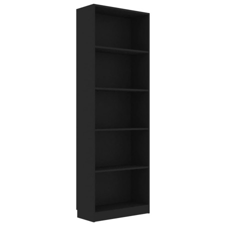 vidaXL Estantería de 5 niveles madera contrachapada negra 60x24x175 cm