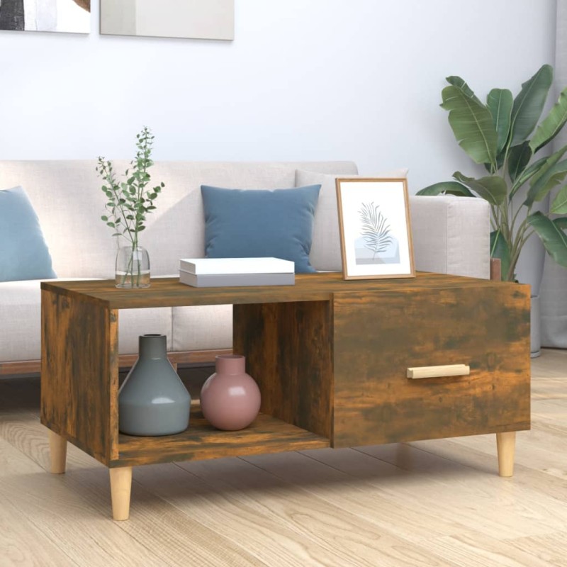 vidaXL Mesa de centro madera contrachapada roble ahumado 89,5x50x40 cm vidaXL Mesa de centro madera contrachapada roble ahumado 89,5x50x40 cm