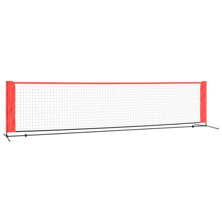 vidaXL Red de tenis poliéster negro y rojo 400x100x87 cm