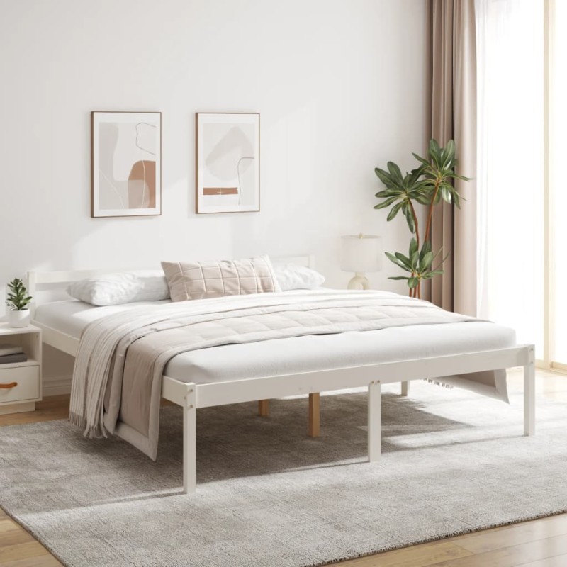 vidaXL Cama para personas mayores madera maciza pino blanca 180x200 cm vidaXL Cama para personas mayores madera maciza pino blanca 180x200 cm