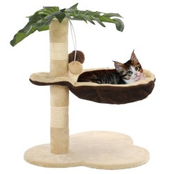 vidaXL Rascador para gatos con poste de sisal 50 cm beige y marrón