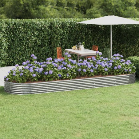 vidaXL Jardinera arriate acero recubrimiento polvo plata 450x140x36 cm