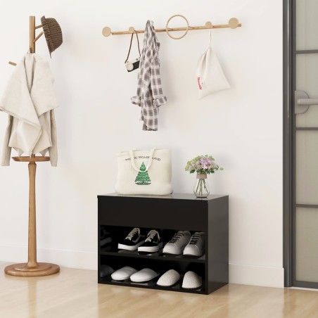 vidaXL Banco zapatero de madera de ingeniería negro 60x30x45 cm