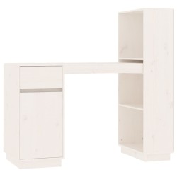 vidaXL Escritorio de madera maciza de pino blanco 110x53x117 cm