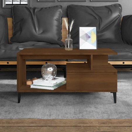 vidaXL Mesa de centro madera contrachapada roble marrón 90x49x45 cm