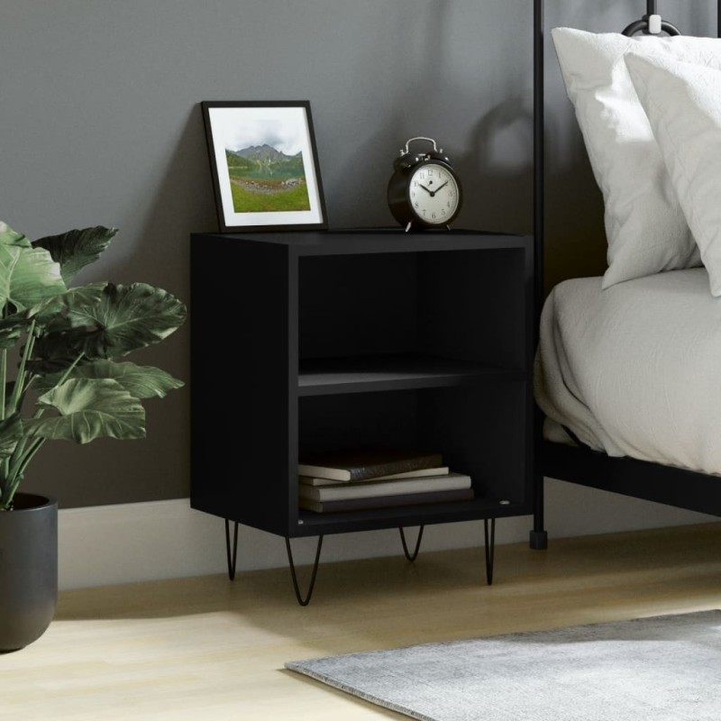 vidaXL Mesita de noche madera de ingeniería negro 40x30x50 cm vidaXL Mesita de noche madera de ingeniería negro 40x30x50 cm