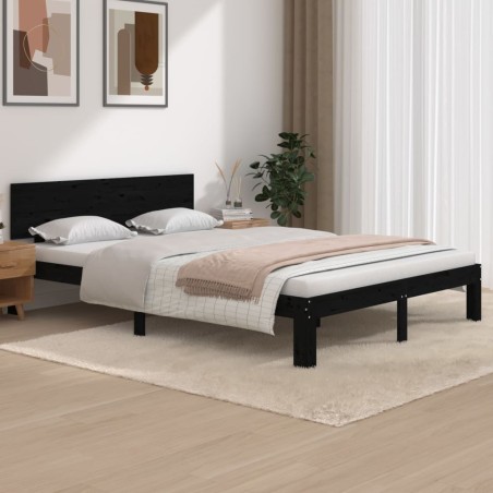 vidaXL Estructura de cama madera maciza de pino negro 140x200 cm