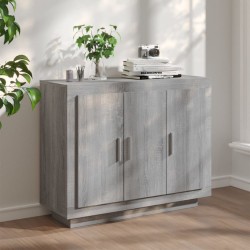 vidaXL Aparador de madera contrachapada gris Sonoma 92x35x75 cm
