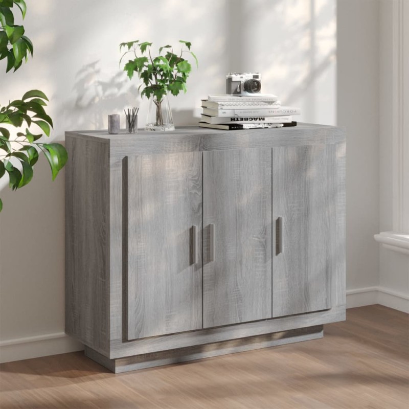 vidaXL Aparador de madera contrachapada gris Sonoma 92x35x75 cm vidaXL Aparador de madera contrachapada gris Sonoma 92x35x75 cm
