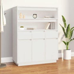 vidaXL Aparador alto de madera maciza de pino blanco 89x40x116,5 cm