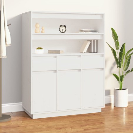 vidaXL Aparador alto de madera maciza de pino blanco 89x40x116,5 cm